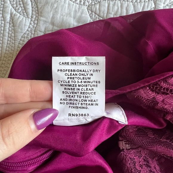 Hayley Paige Occasions - Chiffon Halter Lace Dress - Style 5715 - Flamingo - Picture 13 of 13